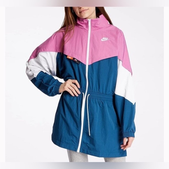 Nike Tops - Nike women’s Sportswear Icon Clash Woven Track Jacket Blue Pink white 1X  Sporty